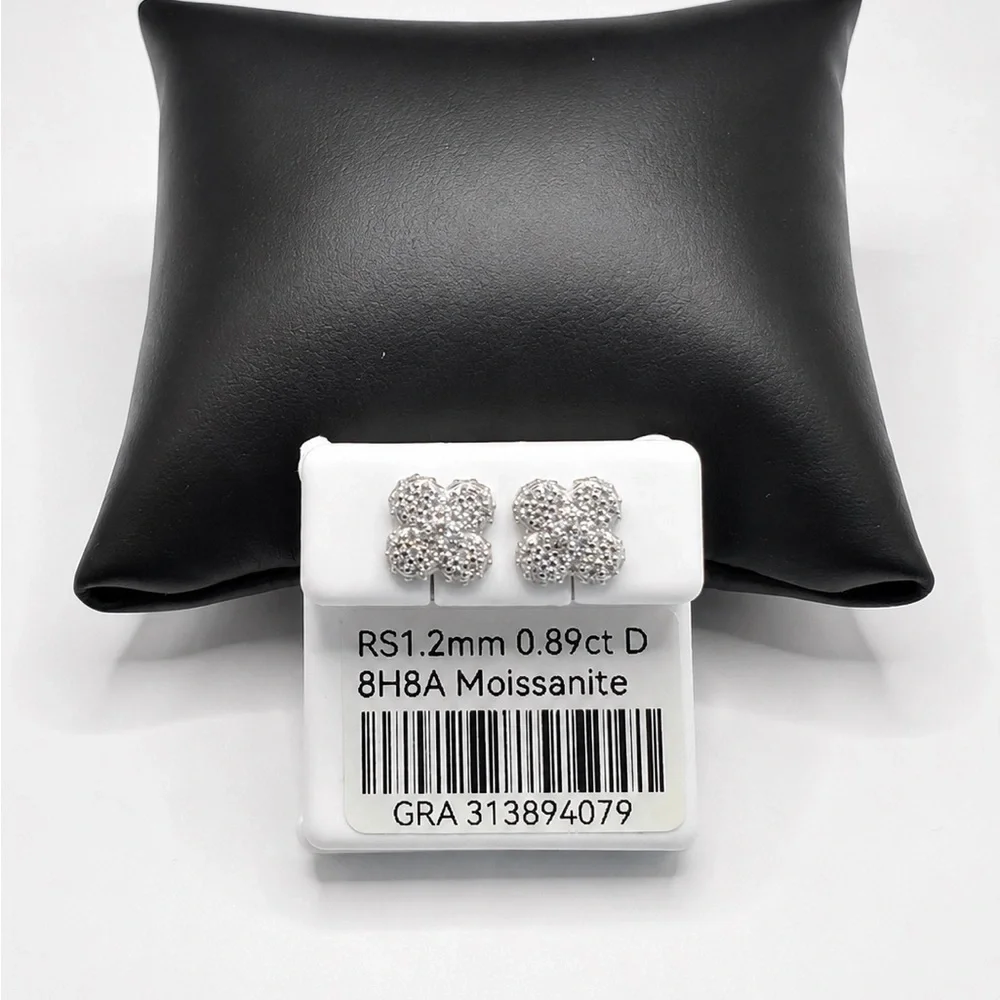 925 Sterling Silver 0.89CT MOISSANITE  Stud Earrings Screw Back unisex